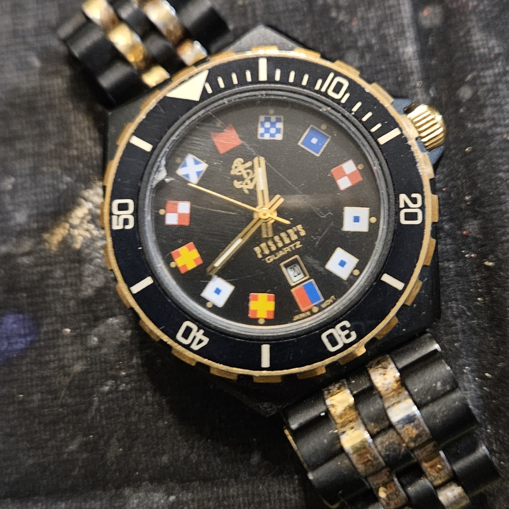 Pussers Quartz Black and Gold Watch